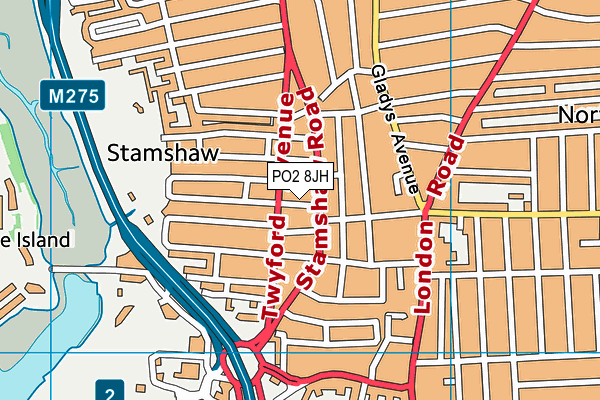 PO2 8JH map - OS VectorMap District (Ordnance Survey) PO2 8JH map - OS VectorMap District (Ordnance Survey)