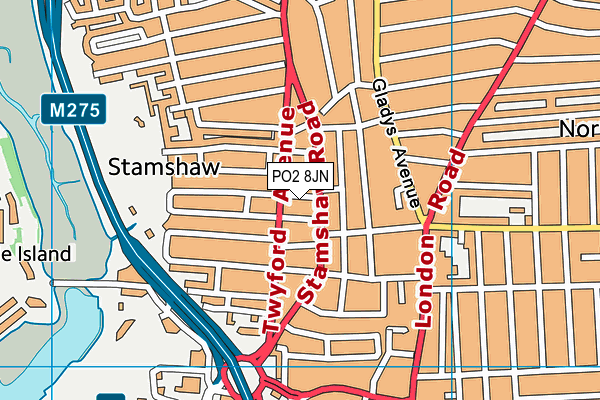PO2 8JN map - OS VectorMap District (Ordnance Survey) PO2 8JN map - OS VectorMap District (Ordnance Survey)