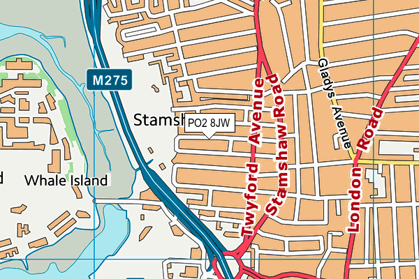 PO2 8JW map - OS VectorMap District (Ordnance Survey) PO2 8JW map - OS VectorMap District (Ordnance Survey)