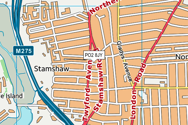 PO2 8JY map - OS VectorMap District (Ordnance Survey) PO2 8JY map - OS VectorMap District (Ordnance Survey)