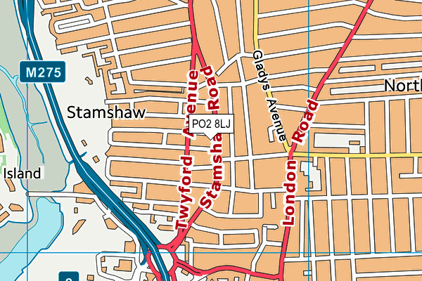 PO2 8LJ map - OS VectorMap District (Ordnance Survey) PO2 8LJ map - OS VectorMap District (Ordnance Survey)