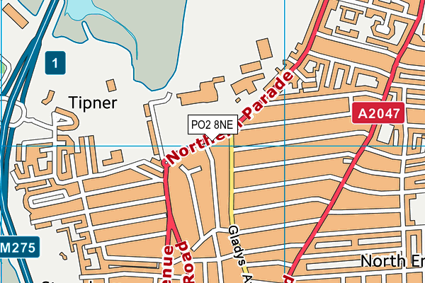 PO2 8NE map - OS VectorMap District (Ordnance Survey) PO2 8NE map - OS VectorMap District (Ordnance Survey)