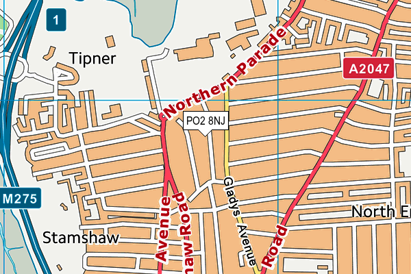 PO2 8NJ map - OS VectorMap District (Ordnance Survey) PO2 8NJ map - OS VectorMap District (Ordnance Survey)