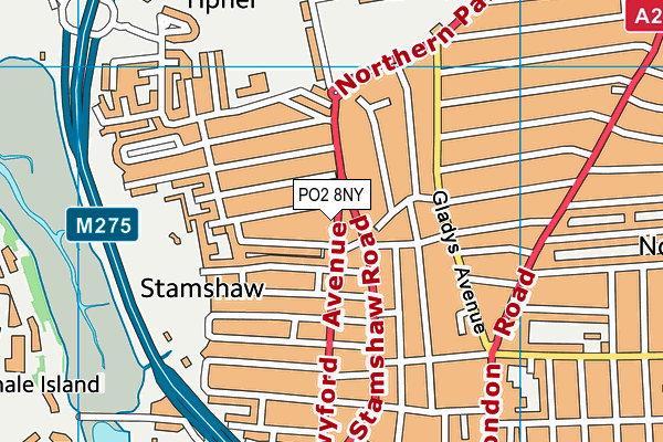 PO2 8NY map - OS VectorMap District (Ordnance Survey) PO2 8NY map - OS VectorMap District (Ordnance Survey)