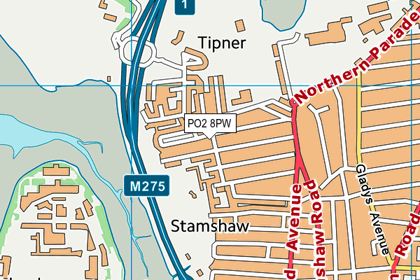 PO2 8PW map - OS VectorMap District (Ordnance Survey) PO2 8PW map - OS VectorMap District (Ordnance Survey)