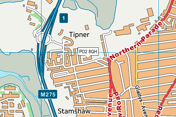 PO2 8QH map - OS VectorMap District (Ordnance Survey) PO2 8QH map - OS VectorMap District (Ordnance Survey)