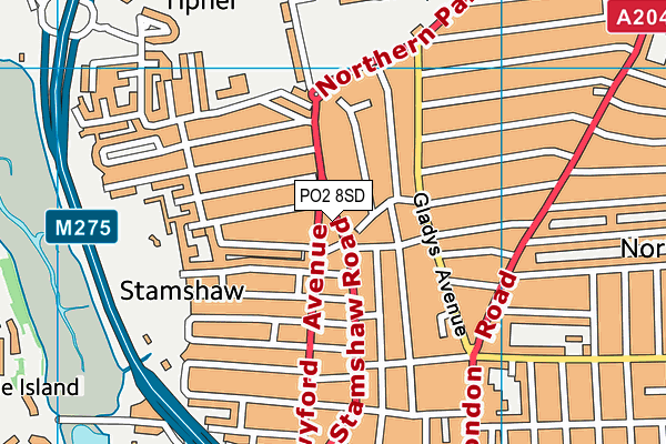 PO2 8SD map - OS VectorMap District (Ordnance Survey) PO2 8SD map - OS VectorMap District (Ordnance Survey)