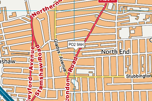 PO2 9AH map - OS VectorMap District (Ordnance Survey) PO2 9AH map - OS VectorMap District (Ordnance Survey)