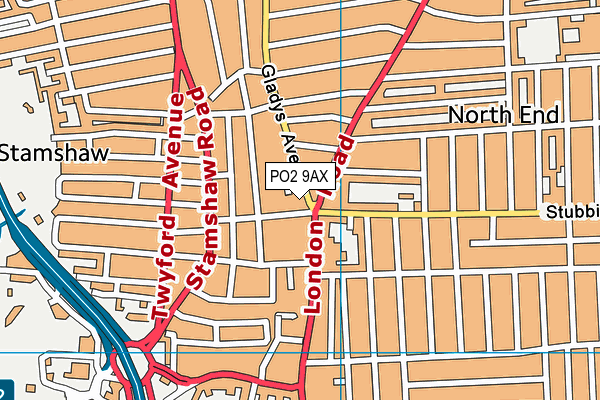 PO2 9AX map - OS VectorMap District (Ordnance Survey)