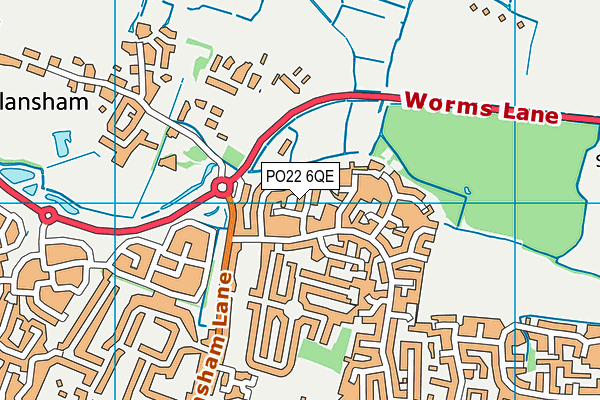 PO22 6QE map - OS VectorMap District (Ordnance Survey) PO22 6QE map - OS VectorMap District (Ordnance Survey)