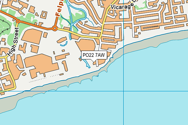 PO22 7AW map - OS VectorMap District (Ordnance Survey) PO22 7AW map - OS VectorMap District (Ordnance Survey)
