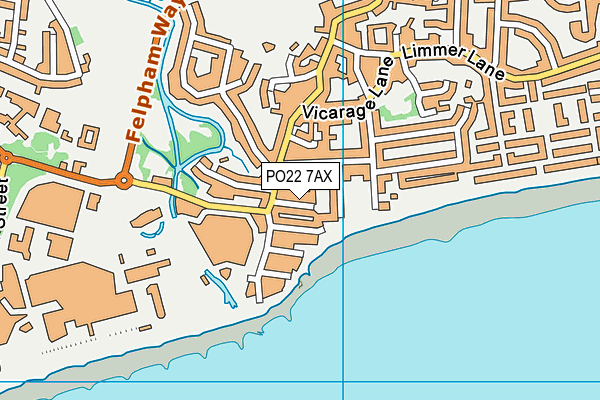 PO22 7AX map - OS VectorMap District (Ordnance Survey)