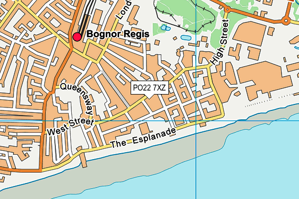 PO22 7XZ map - OS VectorMap District (Ordnance Survey)