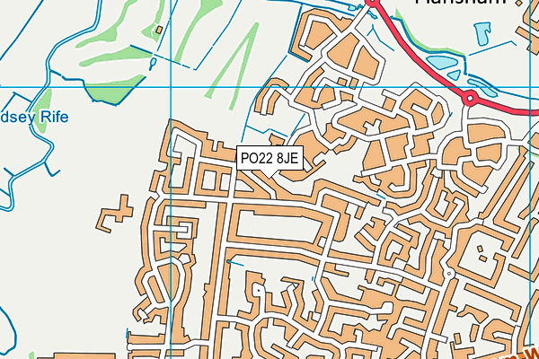 PO22 8JE map - OS VectorMap District (Ordnance Survey) PO22 8JE map - OS VectorMap District (Ordnance Survey)