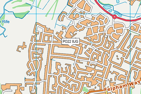 PO22 8JG map - OS VectorMap District (Ordnance Survey) PO22 8JG map - OS VectorMap District (Ordnance Survey)