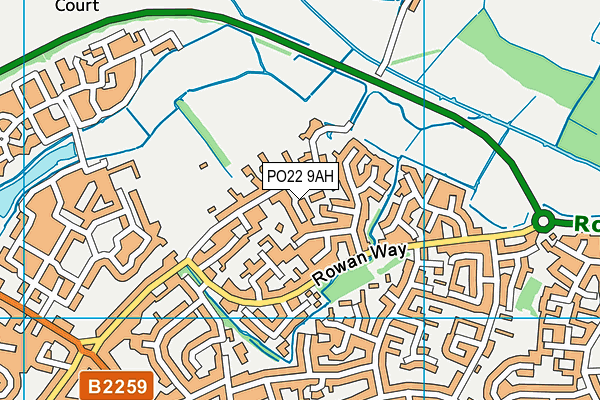 PO22 9AH map - OS VectorMap District (Ordnance Survey) PO22 9AH map - OS VectorMap District (Ordnance Survey)
