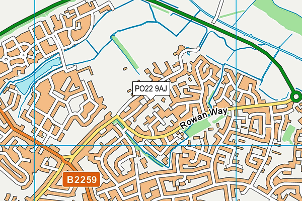 PO22 9AJ map - OS VectorMap District (Ordnance Survey) PO22 9AJ map - OS VectorMap District (Ordnance Survey)