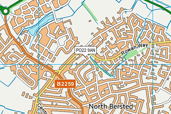 PO22 9AN map - OS VectorMap District (Ordnance Survey) PO22 9AN map - OS VectorMap District (Ordnance Survey)