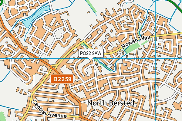 PO22 9AW map - OS VectorMap District (Ordnance Survey) PO22 9AW map - OS VectorMap District (Ordnance Survey)