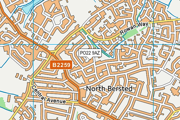 PO22 9AZ map - OS VectorMap District (Ordnance Survey) PO22 9AZ map - OS VectorMap District (Ordnance Survey)