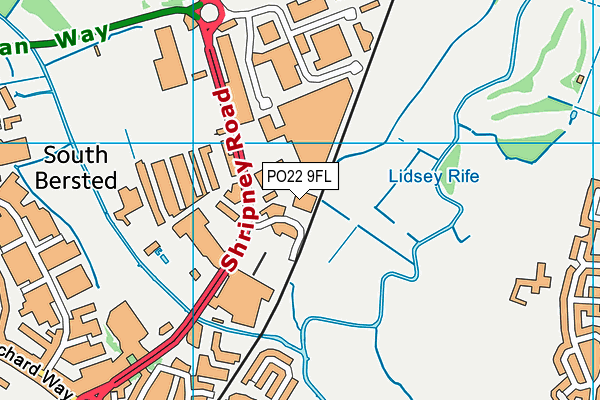 PO22 9FL map - OS VectorMap District (Ordnance Survey)