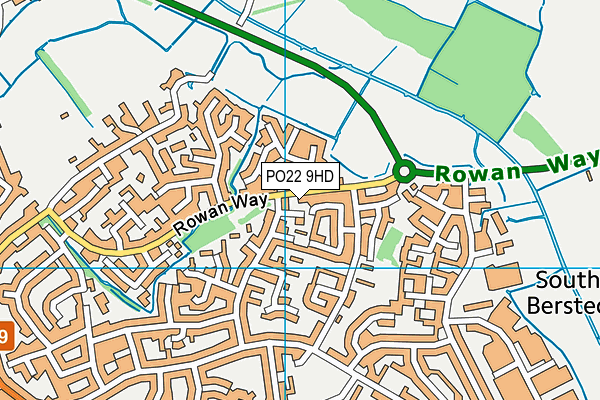 PO22 9HD map - OS VectorMap District (Ordnance Survey)