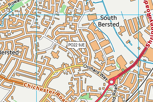 PO22 9JE map - OS VectorMap District (Ordnance Survey)