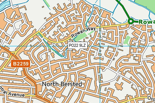 PO22 9LZ map - OS VectorMap District (Ordnance Survey) PO22 9LZ map - OS VectorMap District (Ordnance Survey)
