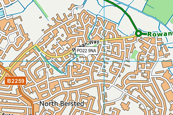 PO22 9NA map - OS VectorMap District (Ordnance Survey) PO22 9NA map - OS VectorMap District (Ordnance Survey)