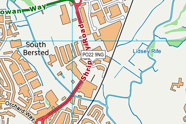 PO22 9NG map - OS VectorMap District (Ordnance Survey) PO22 9NG map - OS VectorMap District (Ordnance Survey)