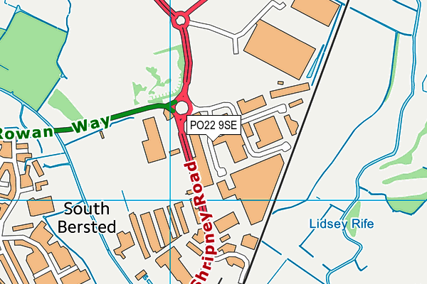 PO22 9SE map - OS VectorMap District (Ordnance Survey) PO22 9SE map - OS VectorMap District (Ordnance Survey)