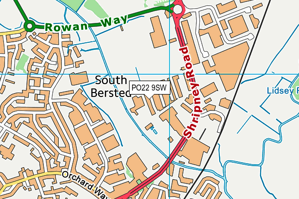 PO22 9SW map - OS VectorMap District (Ordnance Survey) PO22 9SW map - OS VectorMap District (Ordnance Survey)