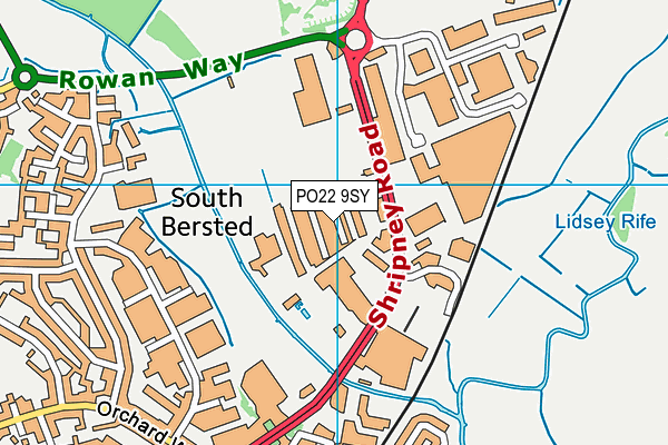 PO22 9SY map - OS VectorMap District (Ordnance Survey) PO22 9SY map - OS VectorMap District (Ordnance Survey)
