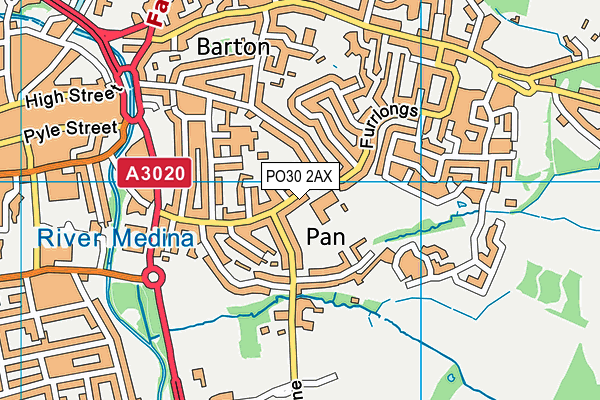 PO30 2AX map - OS VectorMap District (Ordnance Survey)