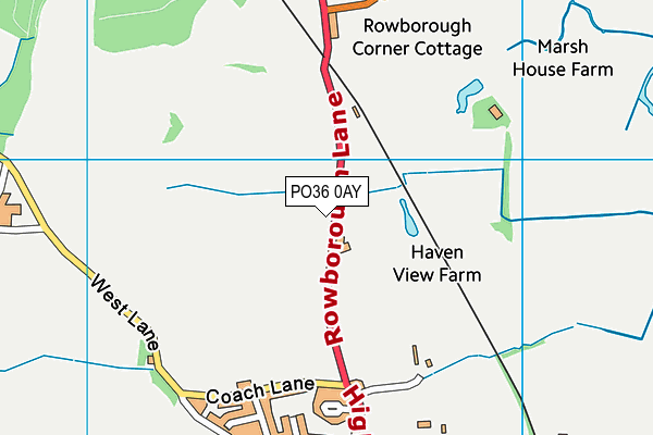 PO36 0AY map - OS VectorMap District (Ordnance Survey) PO36 0AY map - OS VectorMap District (Ordnance Survey)