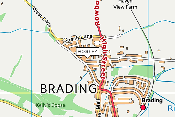 PO36 0HZ map - OS VectorMap District (Ordnance Survey) PO36 0HZ map - OS VectorMap District (Ordnance Survey)