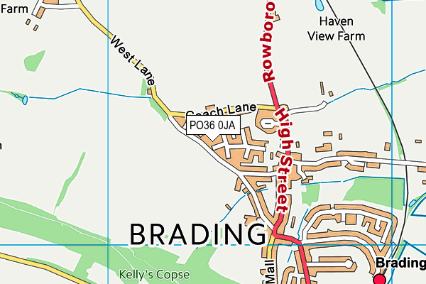 PO36 0JA map - OS VectorMap District (Ordnance Survey) PO36 0JA map - OS VectorMap District (Ordnance Survey)