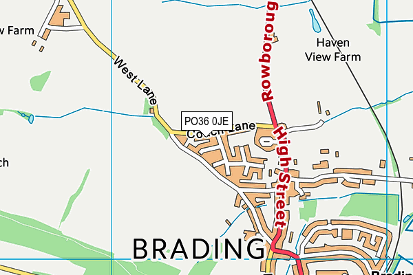 PO36 0JE map - OS VectorMap District (Ordnance Survey) PO36 0JE map - OS VectorMap District (Ordnance Survey)