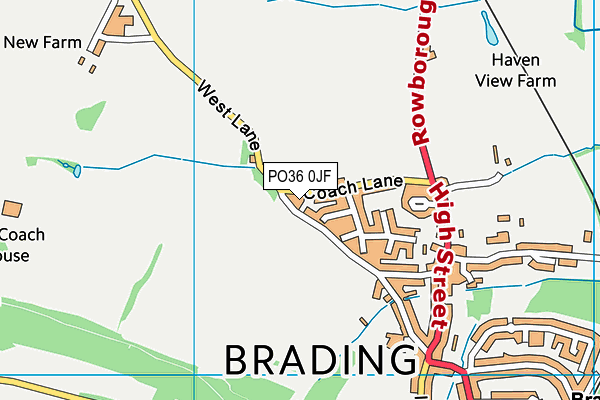 PO36 0JF map - OS VectorMap District (Ordnance Survey) PO36 0JF map - OS VectorMap District (Ordnance Survey)