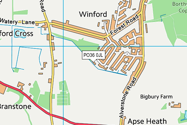 PO36 0JL map - OS VectorMap District (Ordnance Survey) PO36 0JL map - OS VectorMap District (Ordnance Survey)
