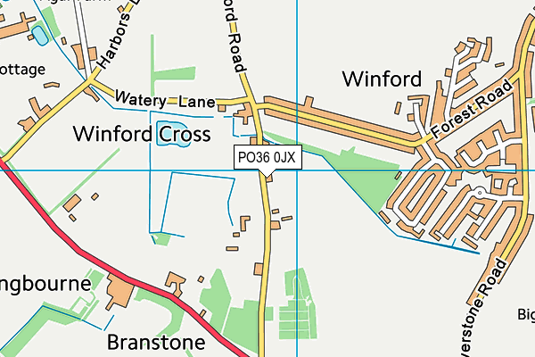 PO36 0JX map - OS VectorMap District (Ordnance Survey) PO36 0JX map - OS VectorMap District (Ordnance Survey)
