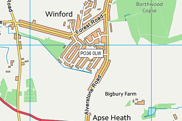 PO36 0LW map - OS VectorMap District (Ordnance Survey) PO36 0LW map - OS VectorMap District (Ordnance Survey)