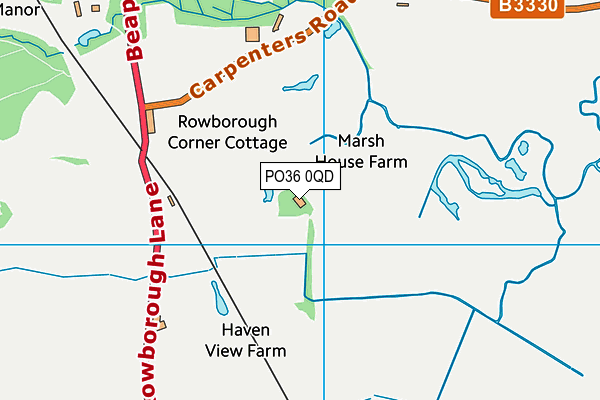 PO36 0QD map - OS VectorMap District (Ordnance Survey) PO36 0QD map - OS VectorMap District (Ordnance Survey)