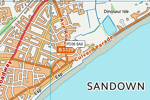 PO36 8AX map - OS VectorMap District (Ordnance Survey)