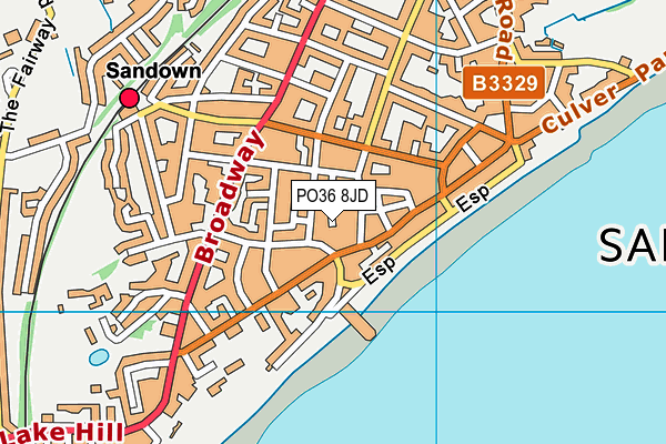 PO36 8JD map - OS VectorMap District (Ordnance Survey)