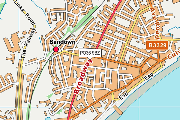 PO36 9BZ map - OS VectorMap District (Ordnance Survey)
