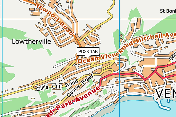 PO38 1AB map - OS VectorMap District (Ordnance Survey) PO38 1AB map - OS VectorMap District (Ordnance Survey)