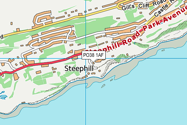 PO38 1AF map - OS VectorMap District (Ordnance Survey)