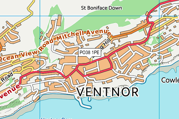 PO38 1PE map - OS VectorMap District (Ordnance Survey) PO38 1PE map - OS VectorMap District (Ordnance Survey)
