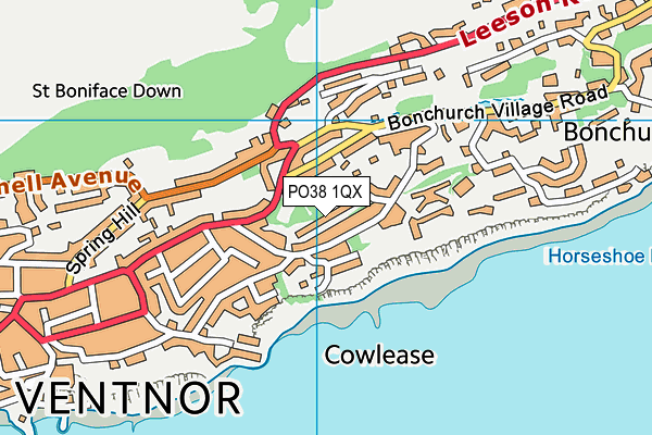 PO38 1QX map - OS VectorMap District (Ordnance Survey)
